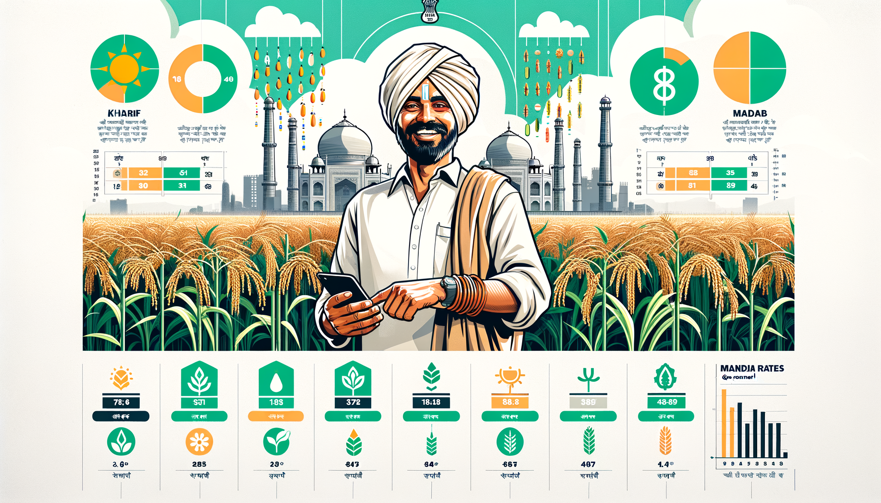 किसान सहायक - खरीफ और रबी फसलें, मंडी भाव, MSP दरें