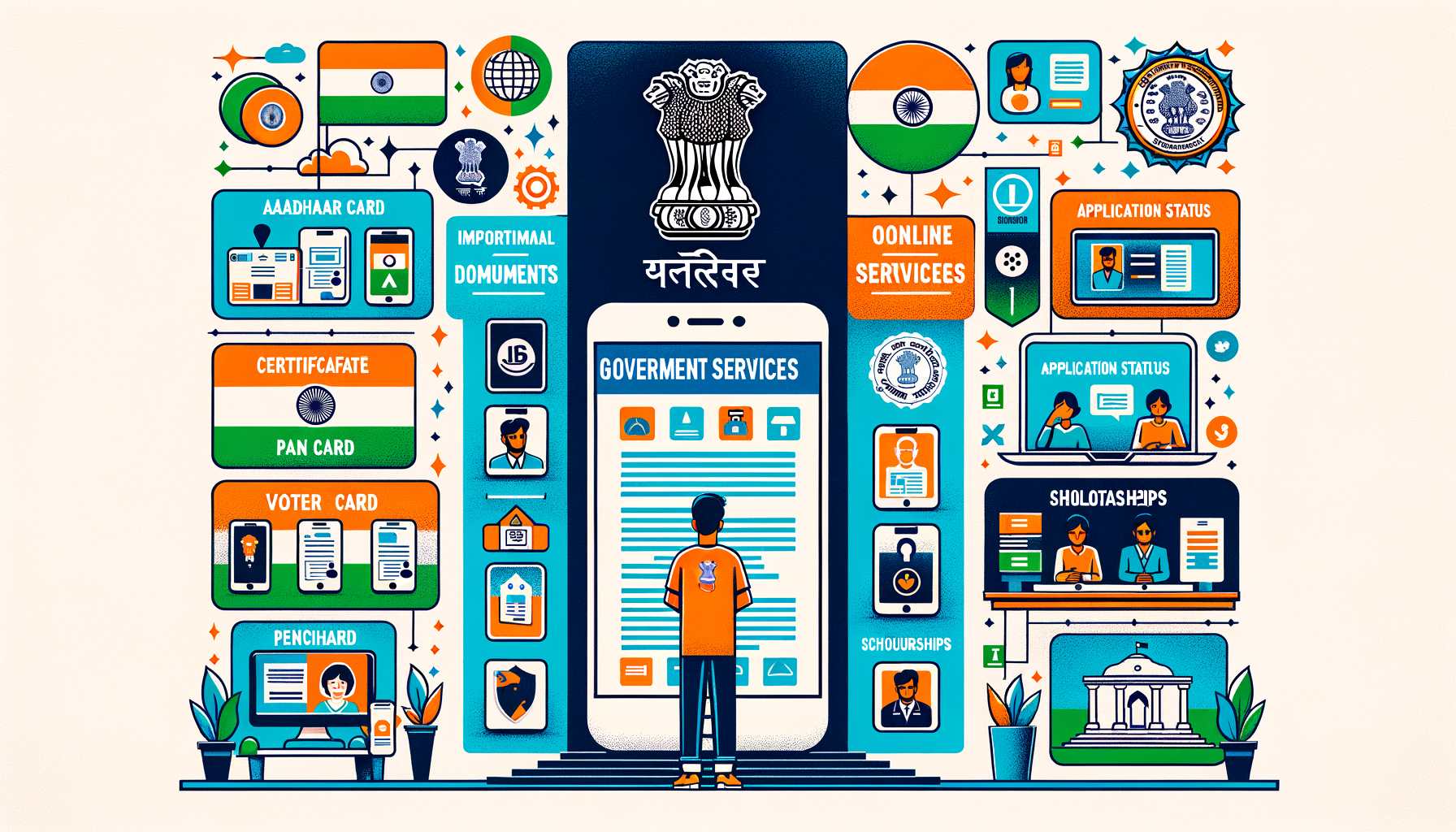 सरकार सेवा - आधार, पेंशन, छात्रवृत्ति, प्रमाणपत्र